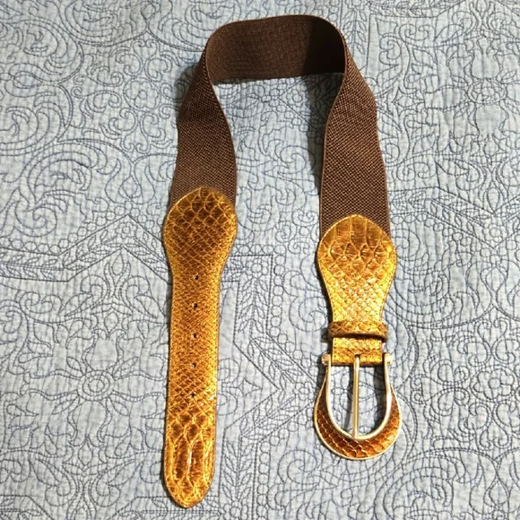 Chico's Brown Textured Stretch Belt - Picture 1 of 5